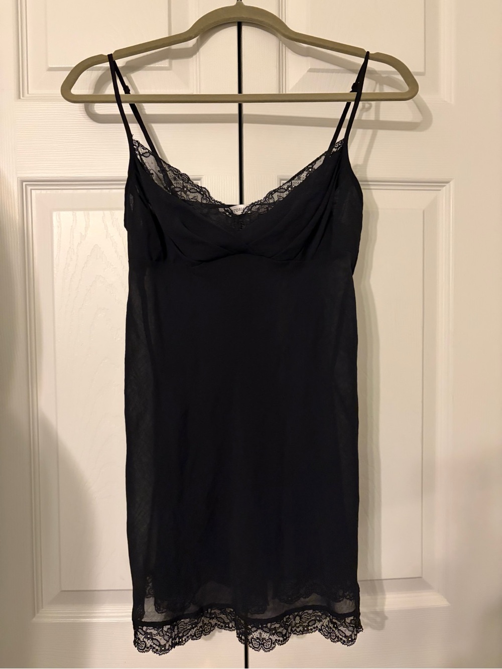 Victoria's Secret Black Baby Doll Nighty With Lace Trim EUC Size Small